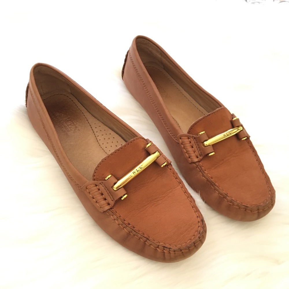 Ralph Lauren "Caliana" Leather Loafers. Slip-On